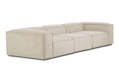 Frid Ruffelfluwelen 3-Zitsbank, Wit