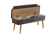 Vina Opbergbank Gestoffeerd, Pijnboom en Antraciet