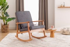 Asien Scandinavische Schommelstoel, Antraciet en Natuurlijke Kleur