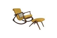 Asien Schommelstoel, Asgrauw, Geel en Walnoot