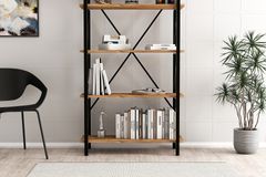 Luxe Metal Bookcase, Walnut
