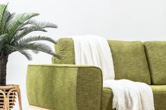 Merina 3-ZitsbankIn Linnen Stof Stof, Groene en Gele