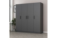 Medway Tideway Kledingkast met 4 Deuren en 2 Lades, 210 cm, Antraciet