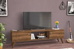 Wood TV-Meubel met Houten Poten, 160 cm, Walnoot