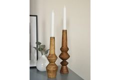 Cairee Candle Holder, Dark Wood