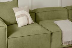 Frid Ruffelfluwelen 3-Zitsbank, Oliegroen