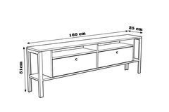 Atlanta TV-Meubel met Metalen Poten, Pijnboom & Zwart
