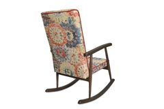 Asedia Trend Schommelstoel met Bloemmotief, Veelkleurig & Walnoot