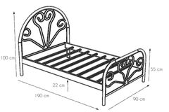 Baby Metalen Bedframe, 90x190 cm, Wit