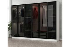 Medway Tideway Kledingkast met 6 Deuren en 2 Lades, 210 cm, Wit en Zwart