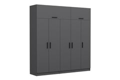 Medway Kledingkast met 5 Deuren en Bovenkast, 210 cm, Antraciet