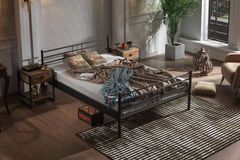 Manyas Metalen Bedframe, 120x200 cm, Zwart