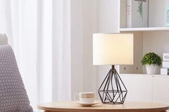 Viterbo Industrial Table Lamp, Black and Cream
