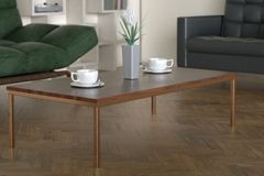 Shiny Coffee Table, Walnut & Silver