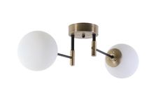 Vollmond Glazen Hanglamp met 2 Lampjes, Mat Goud