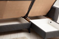 Alcoon Hoekbank met Slaapfunctie, Donkergrijs