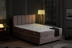 Tetra Box, Hoofdbord En Matras, Grijs, 140X190