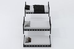 Kovová patrová postel s výsuvným lůžkem, černá, 90x190, ARGIMO 