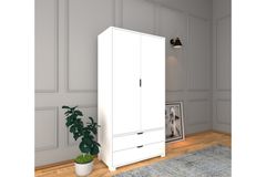 Matte Kledingkast met 2 Deuren & 2 Lades, Wit