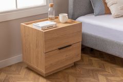 Luke 2 Drawer Bedside Table, Oak