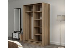 Medway Tideway Kledingkast met Schuifdeuren, 210 cm, Wit en Walnoot