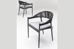 Antracitový zahradní set lavice pro 2, stolu a 2 židlí s područkami Rita Mini