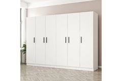 Medway Kledingkast met 6 Deuren en 4 Lades, Wit