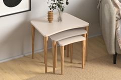 Nero Nesting Tables, Cream & Light Wood