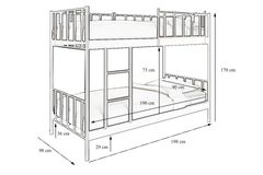 GM Stapelbed, 90x190 cm, Wit