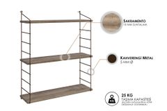 Armony 3-Tier Shelves , Light Wood & Black