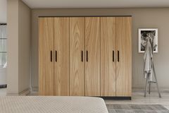 Gm 6 Door Wardrobe, Walnut & Anthracite