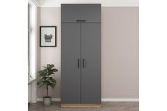 Medway Tideway Kledingkast met 4 Deuren en Bovenkast, Antraciet en Walnoot