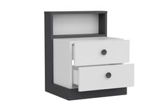 Life Bedside Table, White & Grey