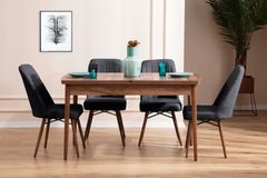Lydiana Eettafelset voor 4 Personen, 130x80 cm, Antraciet