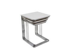 Vegas Bijzettafel Set, 3-Dlg, Met Wielen, Wit