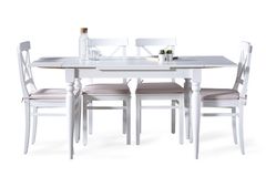 White Eettafelset, 110x70 cm, Creme