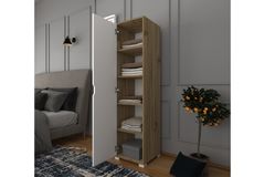 Manorala Kledingkast met 1 Deur en 5 Rekken, Wit en Eik