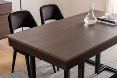 Line Eettafel, Walnoot en Zwart