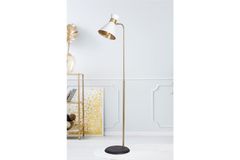 Omega Colourblock Floor Lamp, 170 cm, White & Gold
