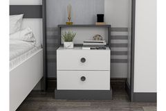 Life Bedside Table, White & Grey