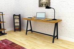 Mainford Desk - 150 cm, Dark Wood & Black | Vivense London