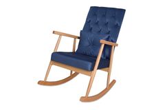 Asedia Trend Schommelstoel Gestoffeerd, Donkerblauw & Natuurlijke Kleur