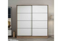 Medway Kledingkast met Schuifdeuren 180 cm, Walnoot en Wit