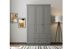 Zenio Side 3 Door with 2 Drawers Wardrobe, Grey