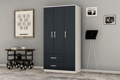 Modena Kledingkast met 3 Deuren en 2 Lades, Wit en Antraciet