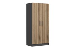 Medway Tideway Kledingkast met 2 Deuren, 210 cm, Antraciet en Walnoot