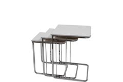 Vegas Bijzettafel Set, 3-Dlg, Met Wielen, Wit