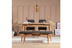 Vina Extendable Bench, Anthracite & Oak