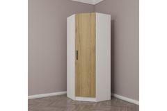 Tideway Hoekkledingkast, 210 cm, Wit en Walnoot