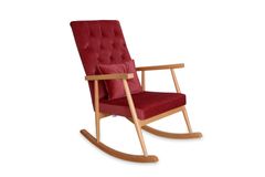 Asedia Trend Schommelstoel Gestoffeerd, Wijnrood & Natuurlijke Kleur